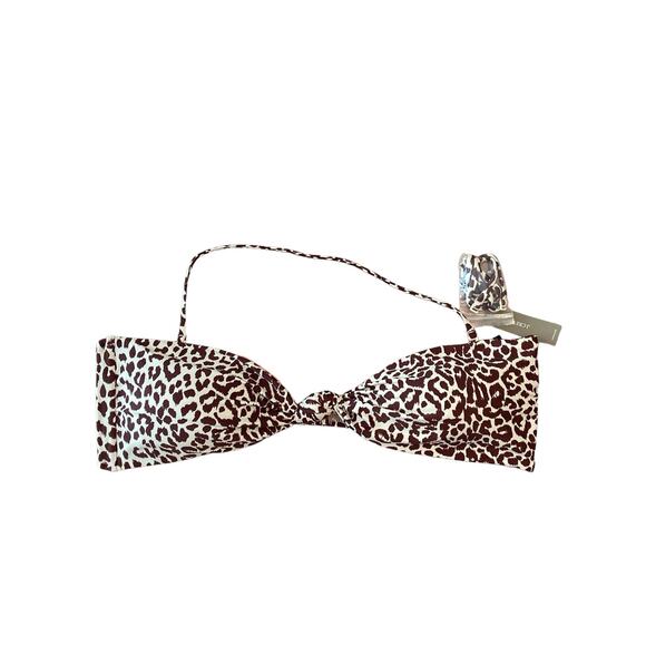 J.Crew Knot Bandeau Bikini Top Swimwear Leopard Print Brown Ivory Plus Size 3X - Picture 3 of 7